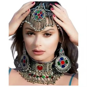 Ensemble de bijoux léger et respirant en turquoise, collier haute performance, bijoux brodés complets pour le cou, pour les mariages - Product Image 6