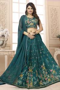 Dernier concepteur Heavy Pure Chinon Broderie Séquence Travail Lehenga Choli Par Fab Zone - Product Image 2