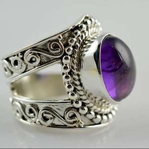 Navya <b>Craft</b> Handmade Women's <b>Ring</b> Amethyst 925 Sterling Silver Boho Style Custom Size 4 14 Natural Jewelry for Everyday Wear - Product Image 3