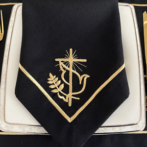 Embroidery Cloth <b>Napkins</b> Dinner <b>Napkins</b> Washable Soft Reusable for Dining Table Wedding <b>Party</b> Family Dinner OEM Made in Vietnam - Product Image 3