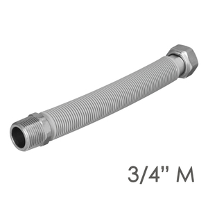 Tubo di Estensione per Acqua in Acciaio Inossidabile Corrugato Lunghezza da 22,5 a 30 cm. Raccordi da 3/4 di pollice - Product Image 3