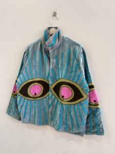 Veste courte en velours brodée Suzani, nouveau style bohème unisexe - Product Image 3