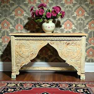 Mesa Consola de Madera de Olmo Maciza Hecha a Mano, Diseño Contemporáneo de Lujo, Convertible para Entrada, Sala de Estar, Mueble Decorativo Perfecto - Product Image 2