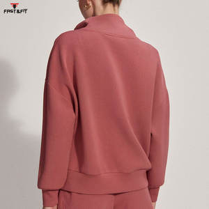 Sweat-shirt court à col roulé avec fermeture éclair pour femme Respirant et respirant fabriqué en usine dernier modèle pour femme - Product Image 4