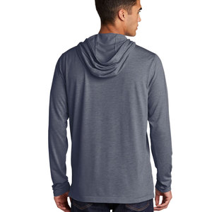 Unisex Cotton Long Sleeve Hooded T-Shirt Heather Grey <b>Blue</b> Cotton <b>Hoodie</b> - Product Image 2