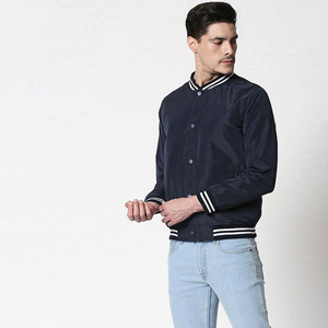 2026 New Arrival Custom Men's Varsity Satin Jacket Breathable Sustainable Stand High Street White/Blue Team Sports Jacket OEM - Product Image 4