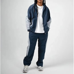 2026 Casual Stand Collar <b>Windbreaker</b> Jacket Set for Men and Women Breathable with Zipper Closure Wholesale Tracksuits - Product Image 1