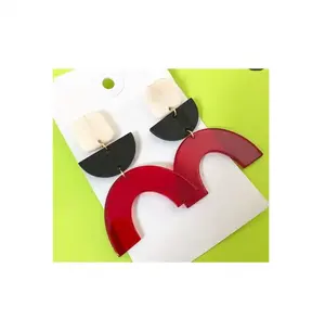 Pendientes colgantes circulares con incrustaciones de resina clásica de alta calidad con piedra principal de perla para Bodas de compromiso de aniversario - Product Image 6