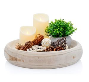 Bol en bois décoratif, bol à pâte en bois de paulownia, bols en bois ronds pour la décoration intérieure, bol en bois fait main rustique - Product Image 1