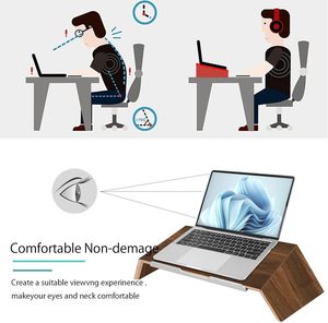 Laptop Stand <b>Office</b> <b>Computer</b> Riser Wood <b>Computer</b> Riser Ergonomic Laptops Elevator for Desk Wooden Holder Compatible with MacBook - Product Image 3