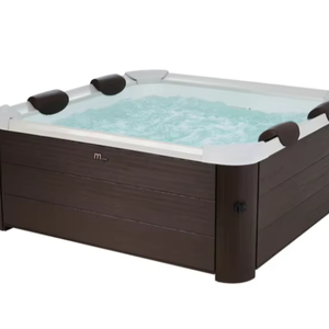 Meilleur spa Oslo pour 6 personnes, bain à remous carré avec jets d'hydro-massage et bande LED - Product Image 1