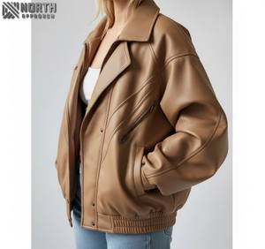 Chaqueta de invierno de cuero genuino para mujer de moda negra Diseño transpirable de punto - Product Image 4