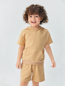 Conjunto Casual de Dos Piezas para Adultos de Invierno, Sudadera con Capucha y Pantalones Cortos de Color Sólido Personalizados - Product Image 4
