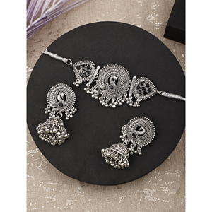 Black Flower Peacock <b>Choker</b> for Party Occasions-Made of Durable Alloy - Product Image 1