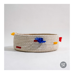 Panier de rangement tressé en coton fait main avec poignées robustes pour le rangement du linge, de la chambre à coucher, de la chambre d'enfant et du salon - Product Image 1