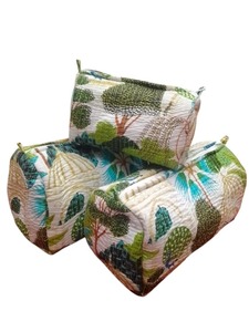 Étui de rangement pour maquillage de grande taille, en coton indien vintage, imprimé à la main, avec fermeture éclair, écologique, durable, imperméable - Product Image 2