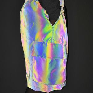 <b>Men's</b> Holographic Reflective <b>White</b> Cargo <b>Shorts</b> 100% Cotton Solid Eco-Friendly Streetwear for Festival Party OEM Service - Product Image 3