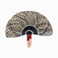 Paille Seagrass Handfan Produit d'artisanat en gros pour ventilateur à main de mariage autochtone, ventilateur décoratif en rotin africain, accessoire Rave