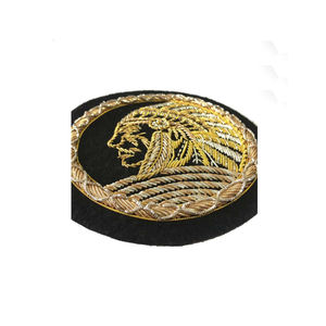 Badge de conception de tête brillante, fournisseur en gros, meilleure qualité, badge brodé à la main en fil de bullion - Product Image 4