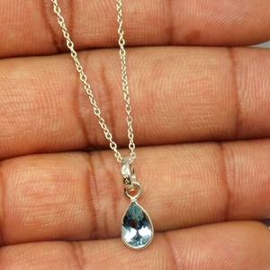 Bijoux fins bleu topaze pierres précieuses boucles d'oreilles 925 solide en argent Sterling filles boucle d'oreille pour femmes filles balancent boucles d'oreilles bijoux en argent - Product Image 4