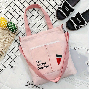 Sac fourre-tout en coton avec longue poignée graphique imprimé sac de shopping/épicerie réutilisable sac en toile polyvalent - Product Image 6