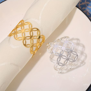 Servilletero de metal clásico, soporte de anillo de tejido dorado para la decoración de la mesa de comedor del hogar, servilletero y servilletero al precio más barato - Product Image 5
