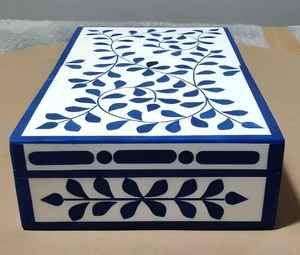 กล่องเก็บเครื่องประดับไม้ลายดอกไม้สีน้ำเงินและ MDF ทำมือสไตล์อินเดีย พร้อมปรับแต่งขนาดและบรรจุภัณฑ์ได้ เหมาะสำหรับเป็นของขวัญสำหรับเธอ - Product Image 2