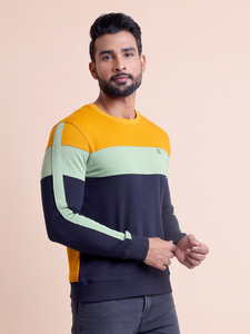 Premium alta calidad 100% algodón cómodo Loopknit corte y coser manga completa cuello redondo sudadera - Product Image 5