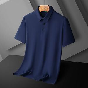 Nouveaux hommes glace soie sans trace Nylon revers T-Shirt pakistan édition été séchage rapide mode polyvalent décontracté haut ample mâle - Product Image 3