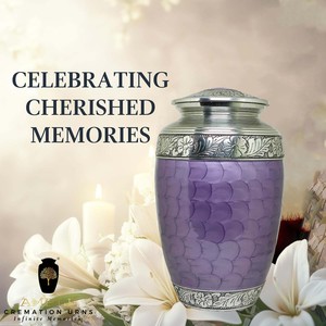 โกศบรรจุอัฐิสีม่วงเงิน สไตล์อเมริกัน/ยุโรป สำหรับผู้ใหญ่ ขนาด 220 คิวบิกอินช์ เป็นมิตรกับสิ่งแวดล้อม ทนทาน เหมาะสำหรับตกแต่งหลุมศพ - Product Image 4