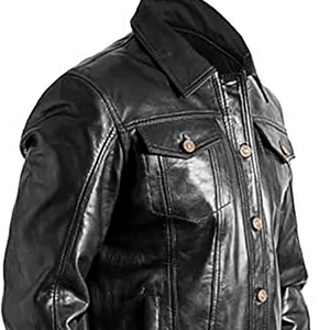 Veste de moto en cuir classique rétro de couleur noire à design personnalisé Veste de course en cuir avec logo OEM pour hommes - Product Image 5