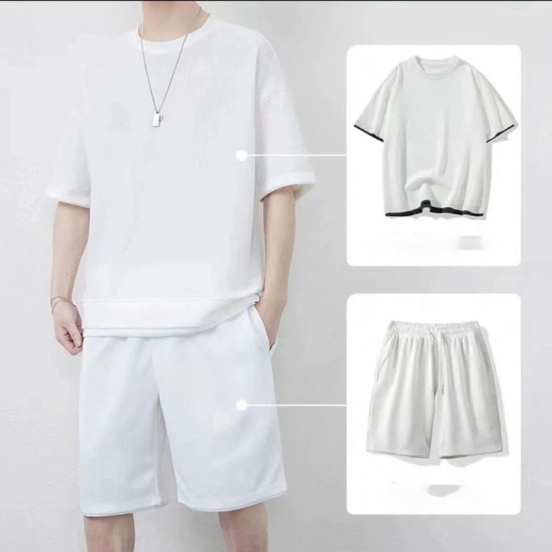 A12 Waffle Shorts Set White