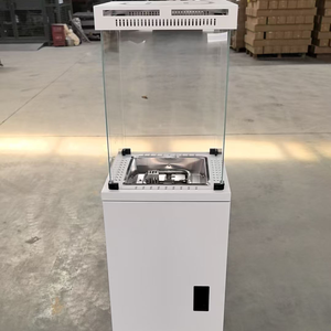 Chauffe-<span class=keywords><strong>terrasse</strong></span> vertical au gaz moderne, élégant, à <span class=keywords><strong>flamme</strong></span> visible, construction en acier, portable, montage facile, allumage par impulsions, extérieur - Product Image 1