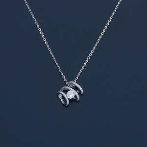 Collier en argent 92,5 plaqué or et or rose avec diamants et perles, chaîne à maillons tendance religieuse pour mariages, référence 180789 - Product Image 1