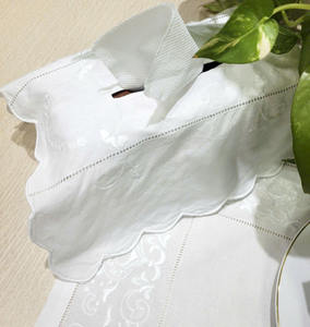 Broderie Blanc Coeur Boîte À Mouchoirs Couverture Rectangle Boîte À Mouchoirs Titulaire Pétoncle Boarder Blanc sur Blanc Coton Maison Hôtel Décoration - Product Image 2