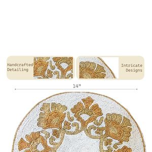 High Quality Glass <b>Beaded</b> Embroidery Cutwork <b>Placemat</b> for Kitchen Tabletop Home Decor Parties New Year Very Low Price - Product Image 2