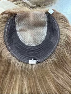 Fábrica de Pelucas Koshe en China, Cabello Humano Virgen Europeo <span class=keywords><strong>Rubio</strong></span> de Alta Calidad en Stock para Mujeres Blancas, Mono Jewish Topper - Product Image 5