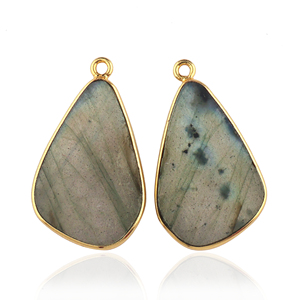 En gros Naturel Fiery Labradorite Lunette Connecteur Plaqué Or À La Main Simple Boucle Pendentif Connecteur Trouver Des Fournitures - Product Image 5
