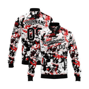 Chaqueta universitaria personalizada con logotipo frontal de cuello levantado bordado intrincado-Modelo de patrón detallado de lana y cuero 2017 - Product Image 1