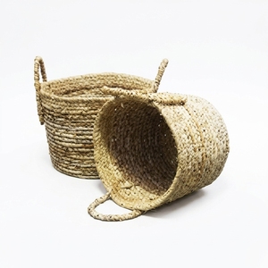 Juego de Cestas de Almacenamiento de Seagrass Tejidas a Mano Naturales, Cubierta Redonda para Macetas, Organizador de Lavandería, Decoración, Diseño Artístico Puro para Habitaciones - Product Image 1