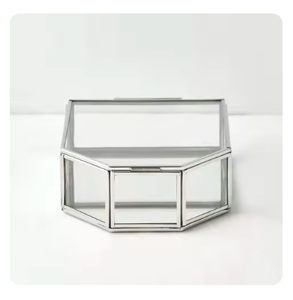 Haute vente fantaisie Design métal et verre boîte à bijoux couleur or cosmétique et boîte à bijoux en métal verre boîte à bijoux boîte cadeau - Product Image 6