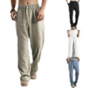 Pantalon droit formel ample mi-élastique léger 100% polyester pour homme Couleur unie Respirant Style décontracté Taille XL Hip-hop - Product Image 6