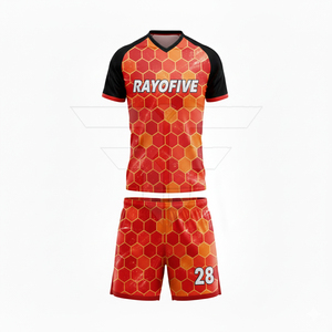 Ensemble de maillots de sport d'équipe de football personnalisés avec logo imprimé, col en V, sans manches, de haute qualité, avec chaussettes, 100% polyester respirant - Product Image 1