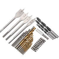 Ensemble de forets à combinaison de 31 pièces, kit de tournevis et foret plat, ensemble de forets de menuiserie pour bois, métal, maçonnerie