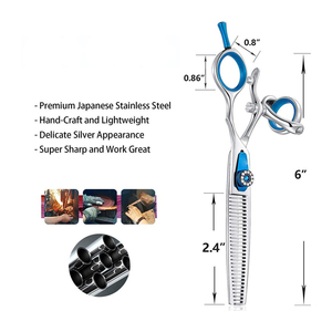 6 Inch Double <b>Swivel</b> Thumb Shear Hair Thinning Texturizing Scissors Professional Salon Barber Trimming Haircut Scissors for Men - Product Image 4
