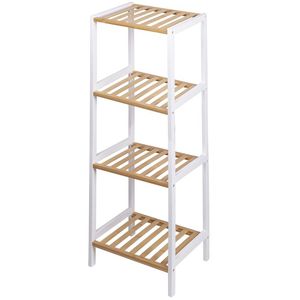 Mobiletto Bagno a 4 Ripiani in Bambù e MDF, Mobile in Legno per Bagno Sordere - Product Image 1