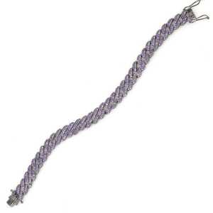 <b>Silver</b> Gourmet Chain Fashion <b>Bracelet</b> with Purple Stones Elegant and Stylish <b>Bangles</b> - Product Image 4