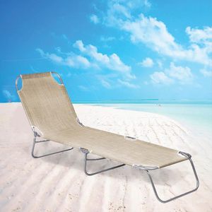 2 180 Beige x 55x62 cm lettini per giardino terrazzo piscina relax all'aperto con Textilene e materiale metallico - Product Image 3