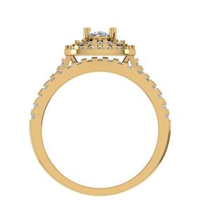 <b>Cushion</b> Cut Double Halo Lab Grown Diamond Ring With Split Shank Design Crafted in 10K Yellow Gold for Women - Product Image 4