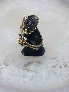 แหวนเงินแท้ 925 ชุบทอง 10K และโรเดียมสีดำ ประดับพลอยทับทิม ดีไซน์รูปสัตว์ สำหรับทั้งชายและหญิง - Product Image 2